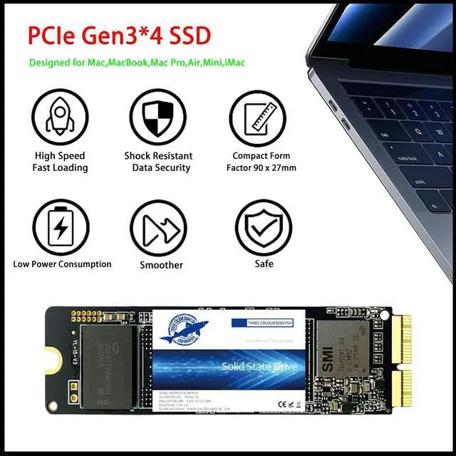 Alt view image 4 of 5 - Dogfish 2TB SSD Pro for MacBook Upgrade NVMe PCIe Gen3x4 M.2, Internal Solid State Drive for MacBook Air A1466 A1465(2013-2017)/MacBook Pro A1398 A1502(Retina, 2013-2015)/iMac A1419 A1418