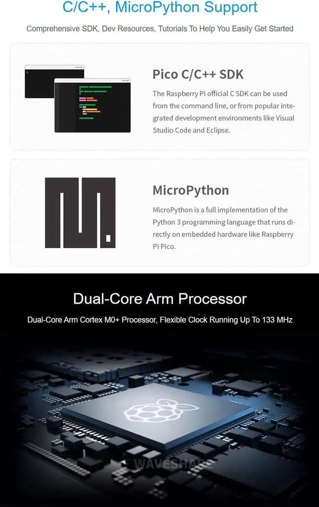 Alt view image 3 of 5 - waveshare Based on Raspberry Pi RP2040,RP2040 MCU Board with 1.28inch Round LCD 240x240 Pixels 65K Colorful IPS LCD Display,Accelerometer and Gyroscope Sensor, USB Type C Port