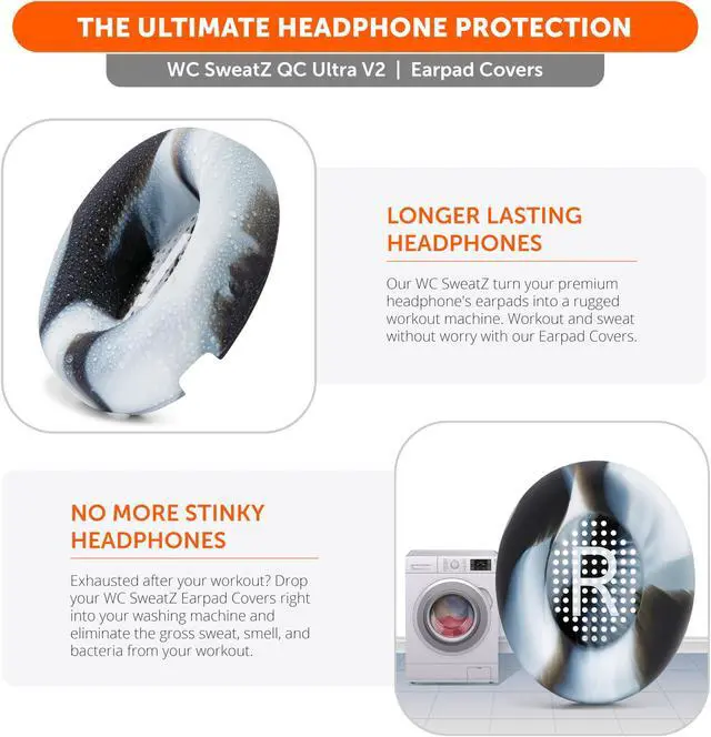 Alt view image 4 of 5 - WC SweatZ QC Ultra - Protective Earpad Covers for Bose QuietComfort Ultra by Wicked Cushions | Sweatproof & Easily Washable | Does not fit any other Bose Headphones | Marble