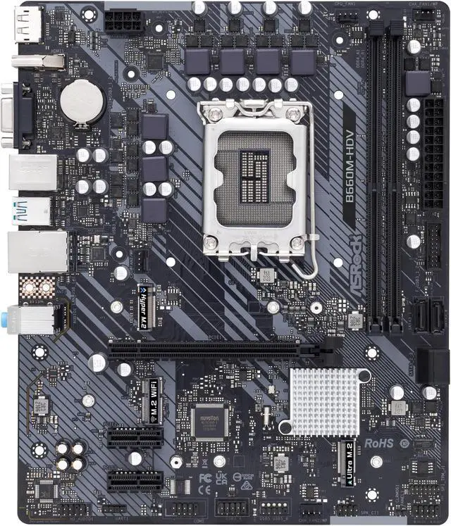 Alt view image 2 of 5 - ASRock B660M MicroATX Motherboard B660M-HDV Intel B660 Series CPU (LGA1700) Compatible