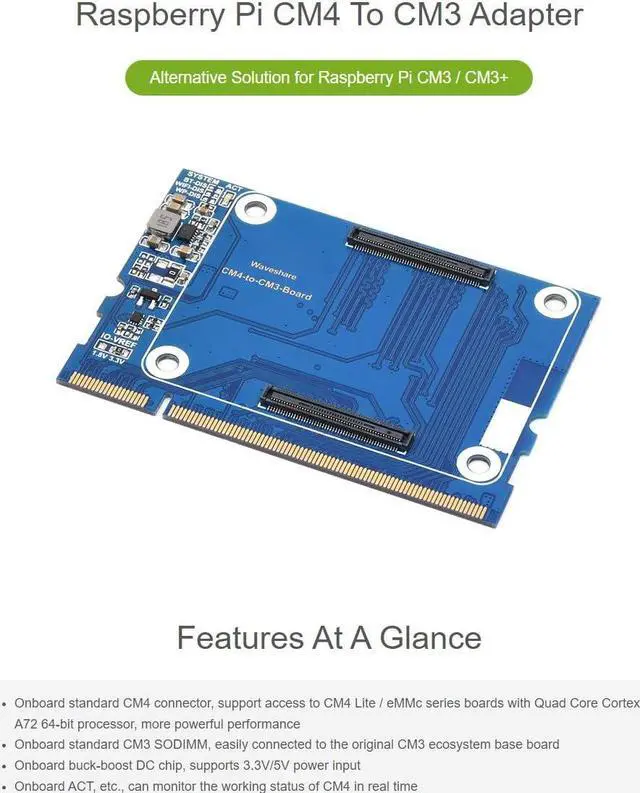 Alt view image 3 of 5 - Waveshare CM4 to CM3 Adapter Alternative Solution for Raspberry Pi CM3 / CM3+