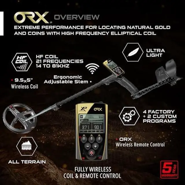 Alt view image 2 of 5 - XP Metal Detectors ORX Detector, Dedicated to Treasure and Relic Hunting - FX02 Wired & WSAUDIO Wireless Headphones, 9" X35 Coil, Remote Control & S-Telescopic Lite Stem (ORX-22X35FX02E)