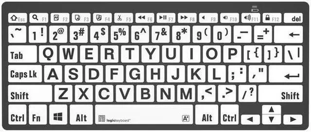Main image of Logickeyboard BT Wireless with Large Print * for Windows PC * Black Letters on White Keys * p/n LKB-LPBW-BTPC-US