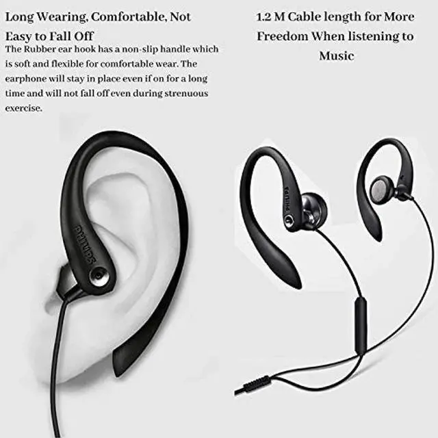 Alt view image 4 of 5 - PHILIPS Over The Ear Sport Earbuds with Mic, Earphones for Sports, Running and Gym