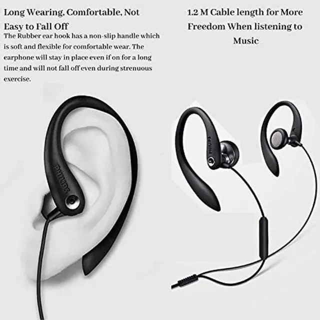 Alt view image 5 of 5 - PHILIPS Over The Ear Sport Earbuds with Mic, Earphones for Sports, Running and Gym