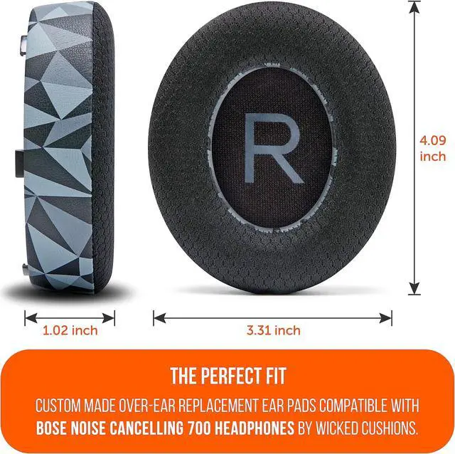 Alt view image 4 of 4 - WC Freeze NC700 - Cooling Gel Ear Pads for Bose Noise Canceling 700 Headphones | Breathable Sports Fabric, Cooling Gel, Extra Thick & Cooler for Longer | Geo Grey