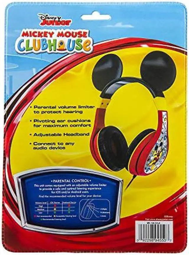 Alt view image 2 of 5 - eKids Mickey Mouse Headphones For Kids, Adjustable Over the Ear Headphones, 3.5mm Jack Wired Headphones with Parental Volume Control, for Fans of Mickey Mouse Gifts