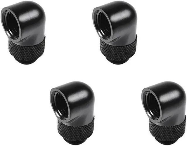 Main image of Barrow G1/4" Male to Female Extender Fitting, 90 Degree Rotary, Black, 4-pack