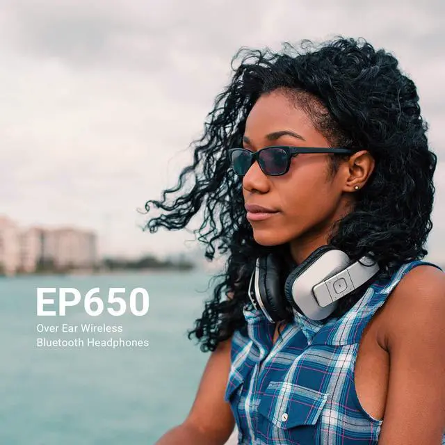 Alt view image 4 of 5 - August EP650 Bluetooth Wireless Over Ear Headphones with aptX LL Low Latency/Multipoint/NFC / 3.5mm Audio in/Headset Microphone - Silver