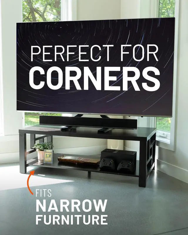 Alt view image 3 of 5 - ECHOGEAR Universal Replacement TV Stand & Safety Strap - Angled Feet TV Stand Provide Extra Stability for OLED & QLED - Anit-Tip Strap Safetly Secures Big Screens to Drywall or Furniture