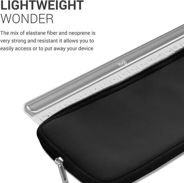 Alt view image 3 of 5 - kwmobile Neoprene Case Compatible with Logitech MK470 - Case for Keyboard Soft Travel Sleeve - Black