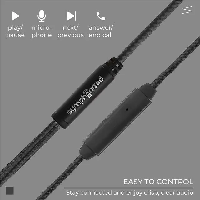 Alt view image 5 of 5 - Symphonized MTRX Premium Genuine Wood in-Ear Noise-isolating Headphones with Mic and Nylon Cable (Black)