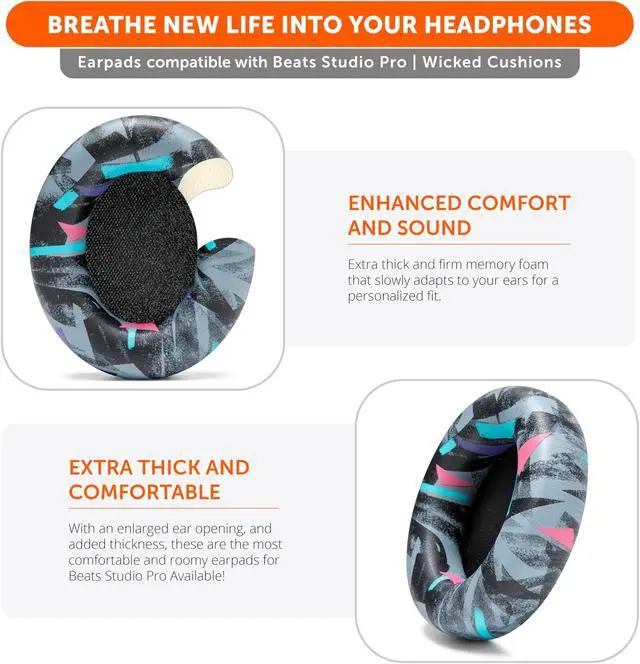 Alt view image 4 of 5 - WC Earpads and Protective SweatZ Cover Bundle for Beats Studio Pro Headphones by Wicked Cushions | 90's Black