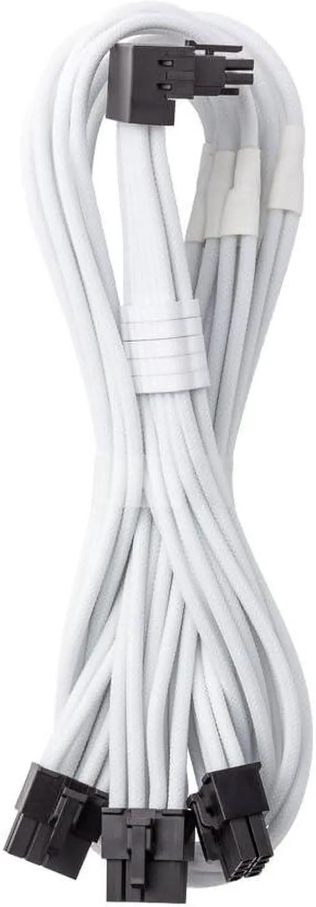 Main image of CableMod C-Series Pro ModMesh Sleeved 12VHPWR 90deg StealthSense PCI-e Cable for Corsair - Variant A (White, 16-pin to Triple 8-pin, 60cm)
