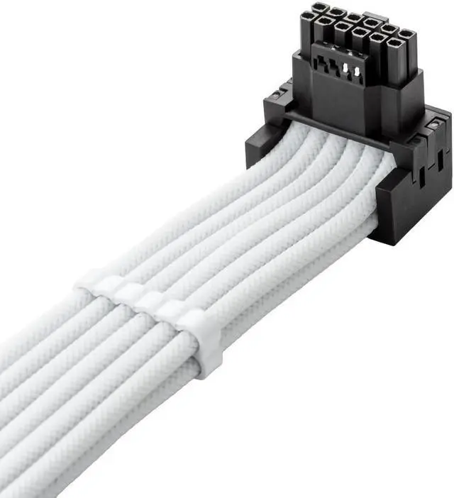 Alt view image 2 of 3 - CableMod C-Series Pro ModMesh Sleeved 12VHPWR 90deg StealthSense PCI-e Cable for Corsair - Variant A (White, 16-pin to Triple 8-pin, 60cm)