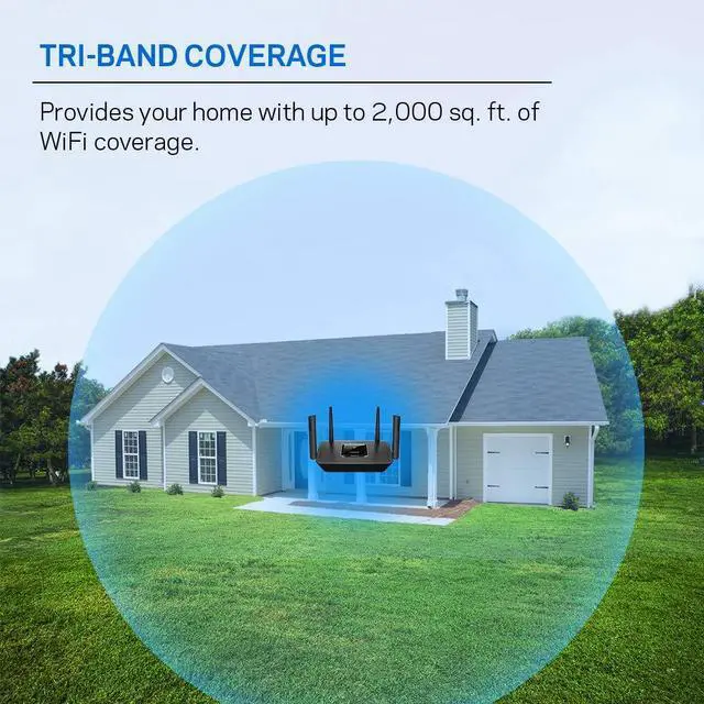 Alt view image 3 of 5 - Linksys Mesh Wifi 5 Router, Tri-Band, 2,000 Sq. ft Coverage, Supports Guest WiFi, Parent Control, 20+ Devices, Speeds up to (AC2200) 2.2Gbps - MR8300