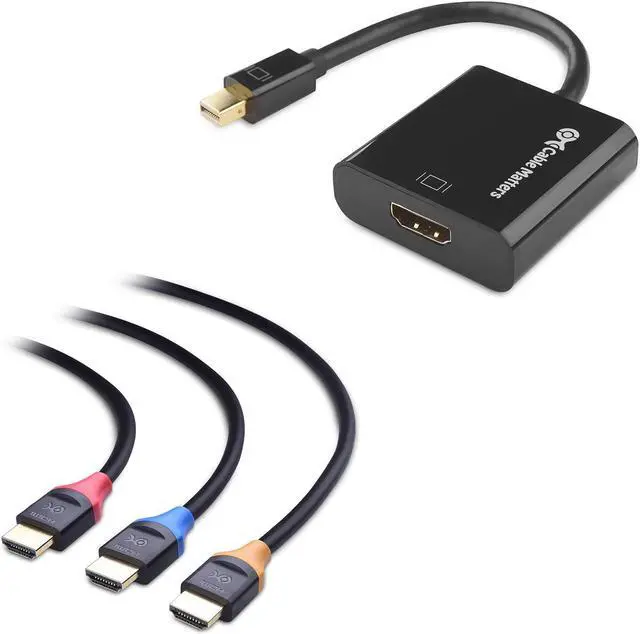 Main image of Cable Matters 1- Pack Active Mini DisplayPort to HDMI Adapter (Active Mini DP to HDMI) Supporting Eyefinity Technology 4K Resolution & 3-Pack High Speed HDMI to HDMI Cable