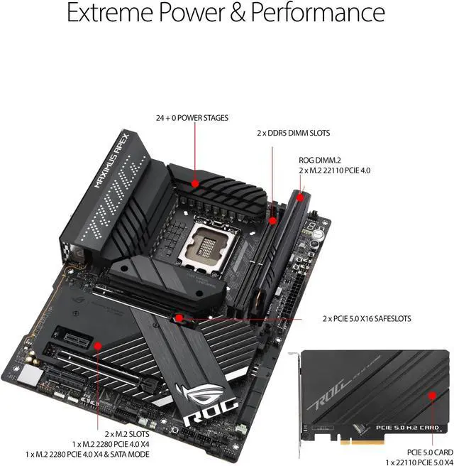 Alt view image 4 of 5 - ASUS ROG Maximus Z690 Apex(WiFi 6E) LGA 1700(Intel 12th Gen)ATX gaming motherboard (PCIe 5.0,DDR5,24 power stages,DDR5,5x M.2,PCIe 5.0 M.2,USB 3.2 Gen 2x2 front-panel connector,Hyper M.2 Card bundled)