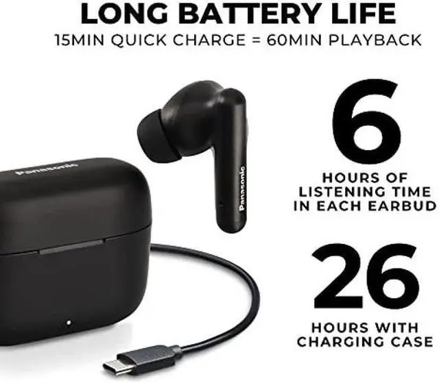 Alt view image 5 of 5 - Panasonic ErgoFit True Wireless Earbuds, in Ear Headphones with XBS Powerful Bass, Bluetooth 5.3, Charging Case - RZ-B110W