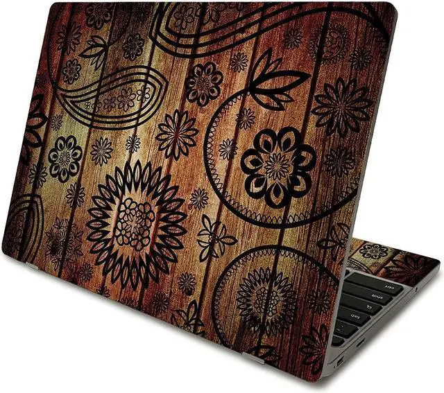 Main image of MightySkins Skin Compatible With Samsung Chromebook 4 (2021) 11.6" - Wooden Floral | Protective, Durable, and Unique Vinyl Decal wrap cover | Easy To Apply, Remove, and Change Styles | Made in the USA