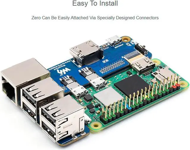 Alt view image 2 of 5 - Raspberry Pi Zero to Pi 3B/3B+ Adapter, Connect Raspberry Pi Zero/W/Zero 2 W to Replace Raspberry Pi 3 Model B/3B+, Compatible with Pi 3B/3B+ HATs, Support 1-CH RJ45 Ethernet Port, 10/100 M Adaptive