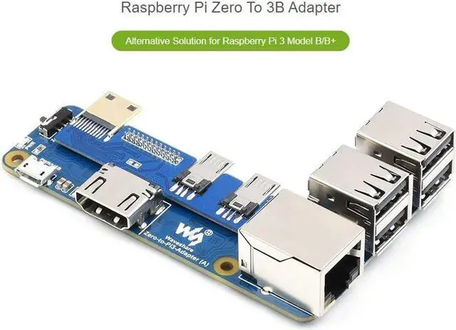 Alt view image 4 of 5 - Raspberry Pi Zero to Pi 3B/3B+ Adapter, Connect Raspberry Pi Zero/W/Zero 2 W to Replace Raspberry Pi 3 Model B/3B+, Compatible with Pi 3B/3B+ HATs, Support 1-CH RJ45 Ethernet Port, 10/100 M Adaptive