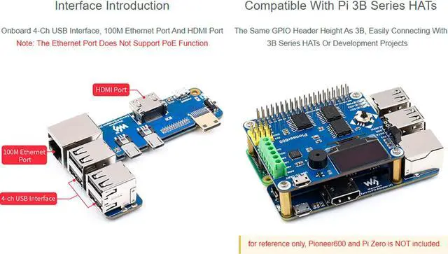 Alt view image 3 of 5 - Raspberry Pi Zero to Pi 3B/3B+ Adapter, Connect Raspberry Pi Zero/W/Zero 2 W to Replace Raspberry Pi 3 Model B/3B+, Compatible with Pi 3B/3B+ HATs, Support 1-CH RJ45 Ethernet Port, 10/100 M Adaptive