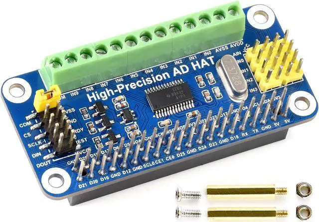 Main image of High-Precision AD HAT ADS1263 10-Channel 32-Bit ADC SPI Bus Low Noise Low Temperature Drift,for Raspberry Pi 4B/3B+/3B/2B/Zero/Zero W/Zero WH/2W and Jetson Nano