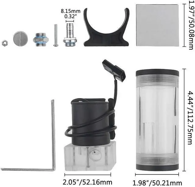 Alt view image 2 of 5 - BXQINLENX 600L/H 19W DC12V CPU Cooling Heat Exchanger Water Pump Tank 117 ml CO2 Cooler