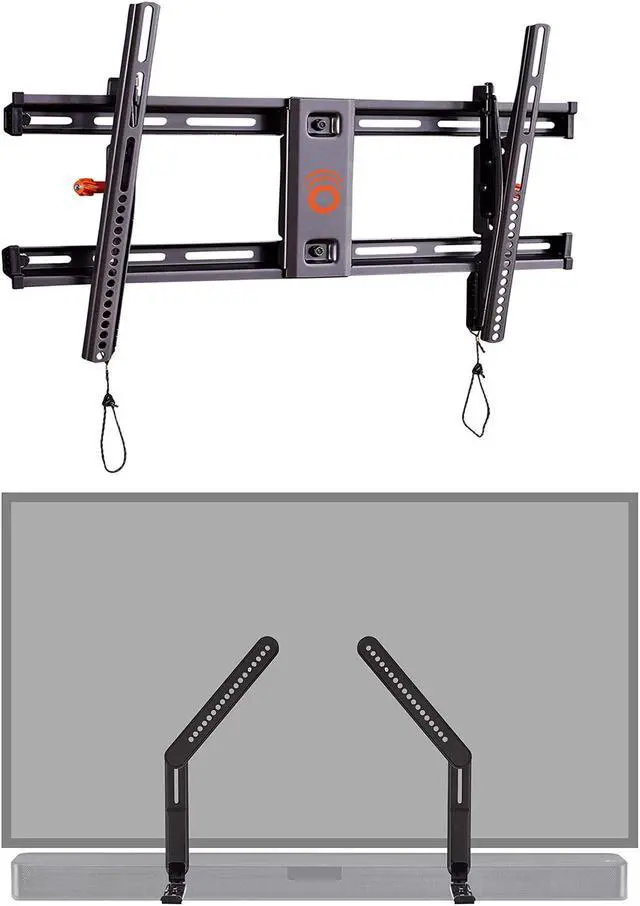 Main image of ECHOGEAR Tilting TV Wall Mount & Sound Bar Mounting Brackets - Low Profile TV Mount & Height Adjustable Speaker Stand
