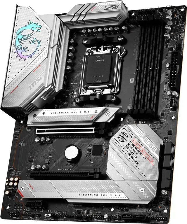 Alt view image 3 of 5 - MSI MPG B650 Edge WiFi Gaming Motherboard (AMD Ryzen 8000/7000, AM5, ATX, DDR5, PCIe 4.0, M.2, SATA 6Gb/s, USB 3.2 Gen 2, HDMI/DP, Wi-Fi 6E, Bluetooth 5.3, ATX)