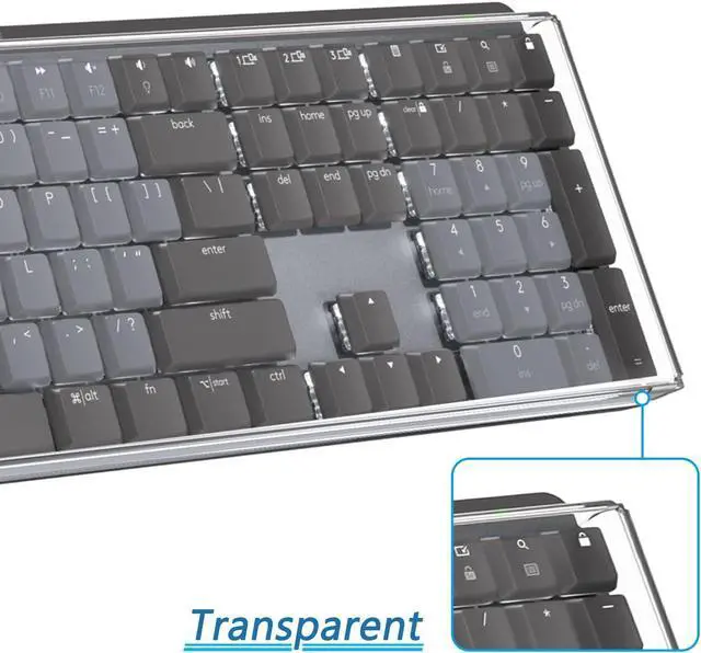 Alt view image 2 of 5 - Geekria Full Size Keyboard Dust Cover, Clear Acrylic Keypads Cover for 104 Keys Computer Mechanical Keyboard, Compatible with Logitech MX Mechanical Wireless Illuminated Performance Keyboard