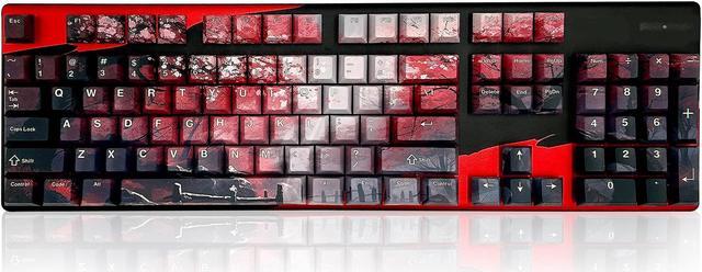 Main image of GUNMJO PBT Dye-Sublimation Cherry Blossom Keycaps for Gaming Keyboard with Cherry MX Switches Mechanical Keyboard, OEM Profile 61/87/Full 104 Keys US Layout
