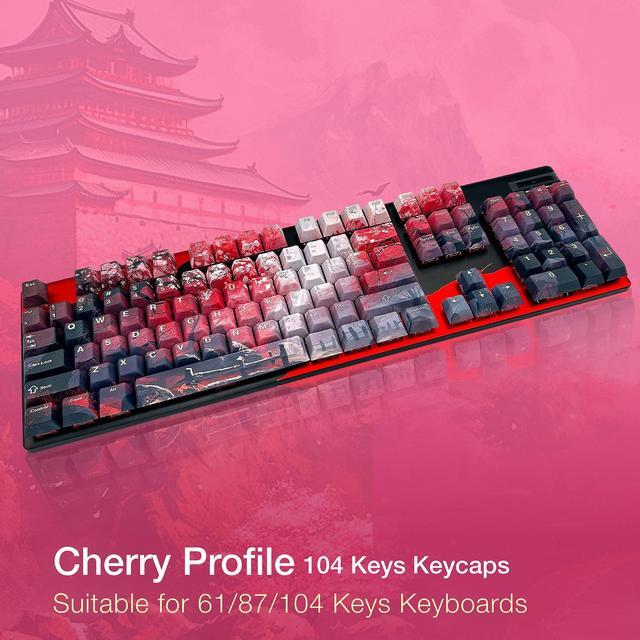Alt view image 4 of 5 - GUNMJO PBT Dye-Sublimation Cherry Blossom Keycaps for Gaming Keyboard with Cherry MX Switches Mechanical Keyboard, OEM Profile 61/87/Full 104 Keys US Layout