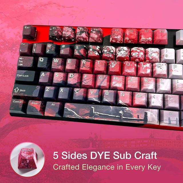 Alt view image 5 of 5 - GUNMJO PBT Dye-Sublimation Cherry Blossom Keycaps for Gaming Keyboard with Cherry MX Switches Mechanical Keyboard, OEM Profile 61/87/Full 104 Keys US Layout