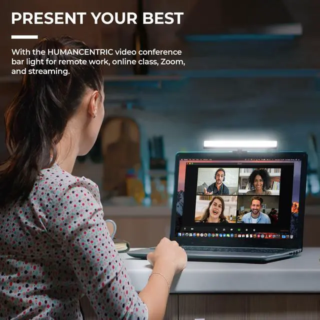 Alt view image 2 of 5 - HumanCentric Video Conference Lighting - Webcam Light for Streaming, LED Monitor and Laptop Light for Video Conferencing, Zoom Lighting for Computer, Replaces Ring Light for Zoom Meetings, Single Kit