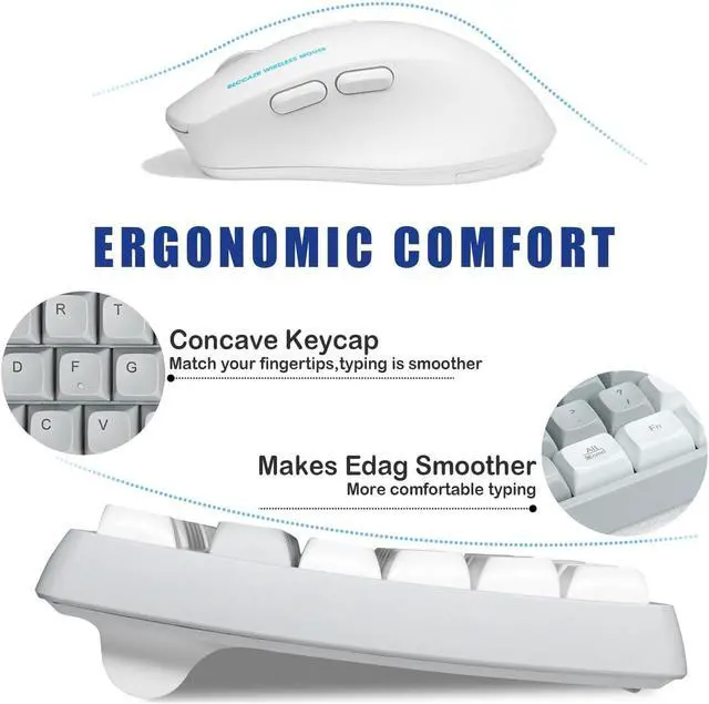 Alt view image 2 of 5 - RECCAZR Wireless Keyboard and Mouse Combo with Wrist Rest, 2.4G Full-Sized Keyboard and Mouse Cordless, 3 DPI Adjustable Silent Mouse, Dual-System Keyboard for Computer/Laptop/Windows/Mac