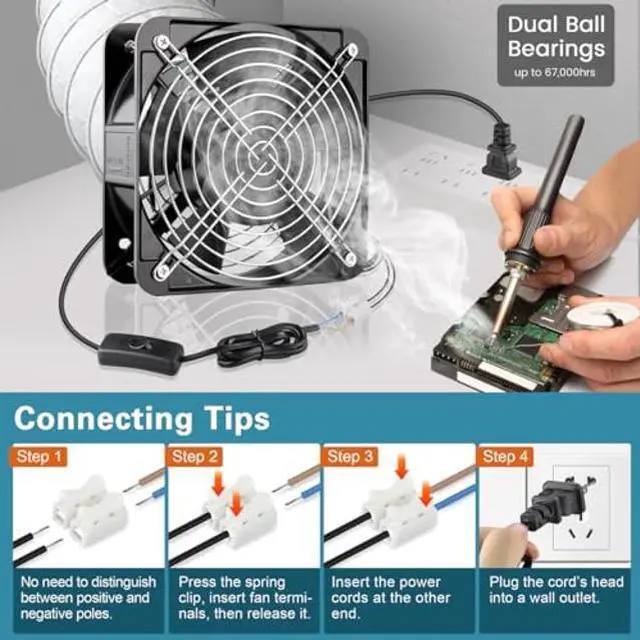 Alt view image 5 of 5 - GDSTIME AXIAL Fan 15050, 110V 120V AC 150mm x 150mm x 50mm Fan, Ventilation Exhaust Projects Cooling Fan