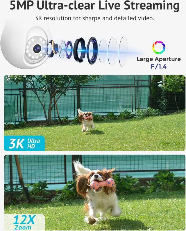 Alt view image 2 of 5 - LaView 5MP QHD Bulb Security Camera 2.4GHz, 360deg 3K Security Cameras Wireless Outdoor Indoor Full Color Day and Night, AI Motion Detection, Audible Alarm, Easy Installation, Compatible with Alexa