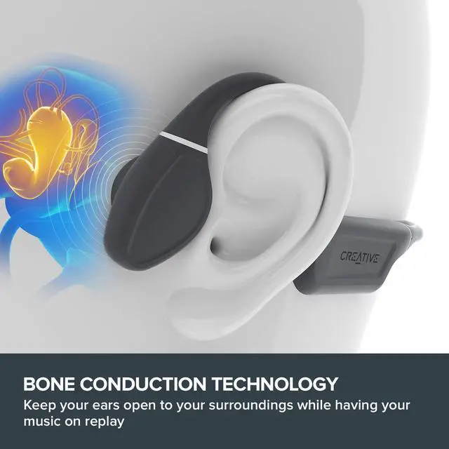Alt view image 2 of 5 - Creative Outlier Free Wireless Bone Conduction Headphones with Bluetooth 5.3, IPX5 Sweat and Water Splash Resistance, Multipoint Connectivity, Up to 10 Hours of Battery life, Built-in Mic