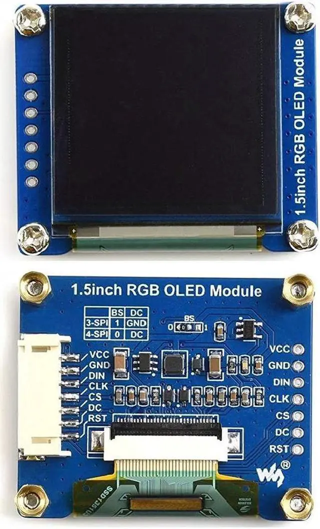 Alt view image 2 of 5 - waveshare 1.5inch RGB OLED Display Module, 128x128 Pixels Displaying 65K Colors, Support Raspberry Pi Arduino STM32, SPI Interface