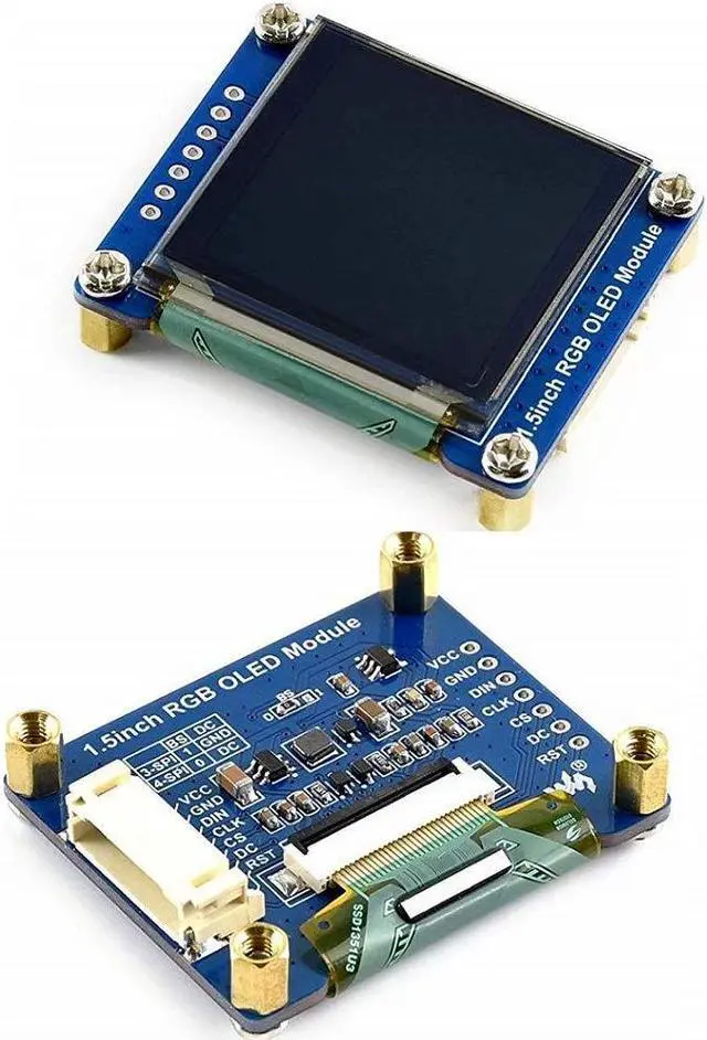 Alt view image 3 of 5 - waveshare 1.5inch RGB OLED Display Module, 128x128 Pixels Displaying 65K Colors, Support Raspberry Pi Arduino STM32, SPI Interface