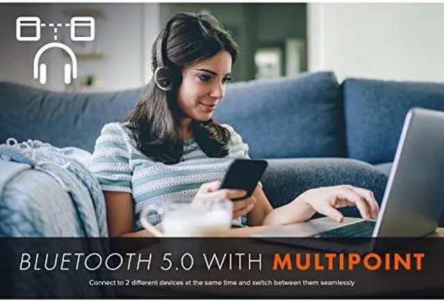 Alt view image 2 of 5 - Sound Blaster JAM V2 On-Ear Lightweight Bluetooth 5.0 Wireless Headphones with USB-C, aptX Low Latency, aptX HD, Multipoint Connectivity, Voice Detection and Noise Reduction, 22 Hours Battery Life