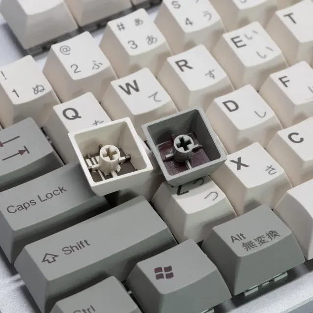 Alt view image 2 of 5 - TAI-HAO Cubic Profile US Layout+Japanese Characters are Laser Engraved /115 Vintage Gray ANSI Layout Compatible with All MX Types Keyboards(61/87/104/108+1.75U Shift Key) Double Shot Keycap Set
