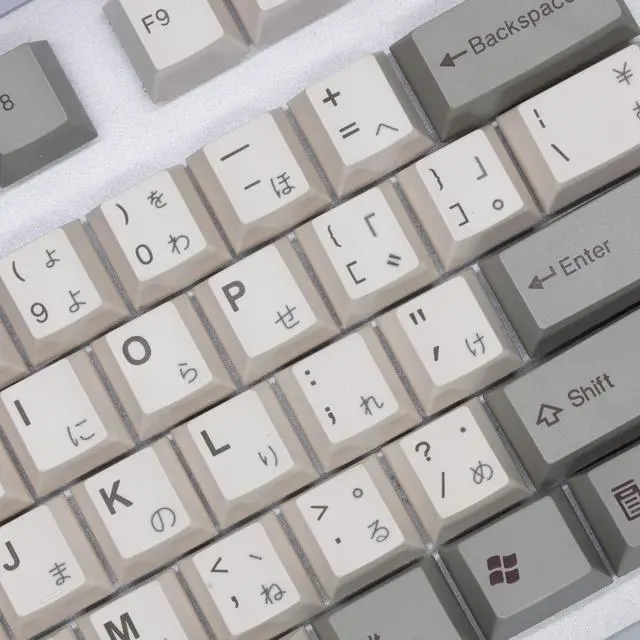 Main image of TAI-HAO Cubic Profile US Layout+Japanese Characters are Laser Engraved /115 Vintage Gray ANSI Layout Compatible with All MX Types Keyboards(61/87/104/108+1.75U Shift Key) Double Shot Keycap Set