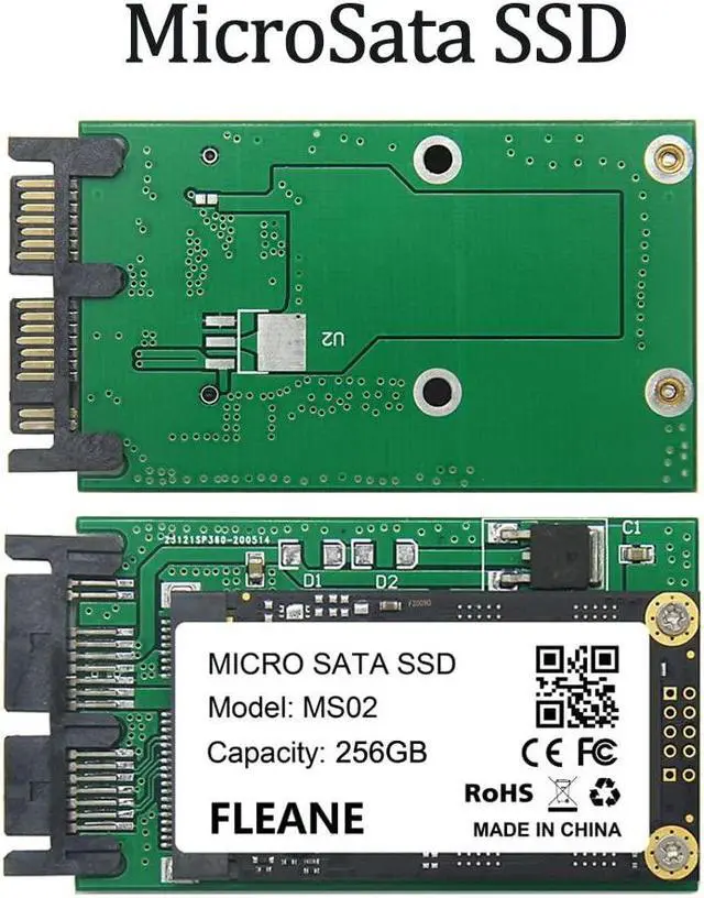 Alt view image 2 of 4 - FLEANE 256GB MS02 MicroSata SSD Compatible with HP 2740p 2730p 2540p IBM X300 X301 T400S T410S Replace MK1233GSG MK1633GSG MK2533GSG 1.8" HDD (256GB)