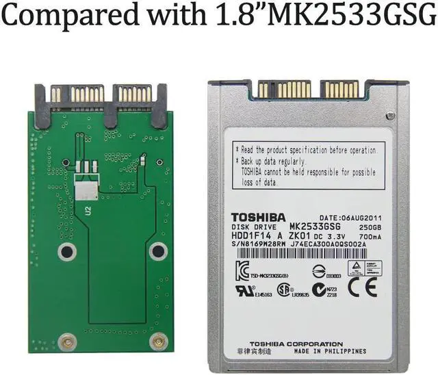 Alt view image 4 of 4 - FLEANE 256GB MS02 MicroSata SSD Compatible with HP 2740p 2730p 2540p IBM X300 X301 T400S T410S Replace MK1233GSG MK1633GSG MK2533GSG 1.8" HDD (256GB)