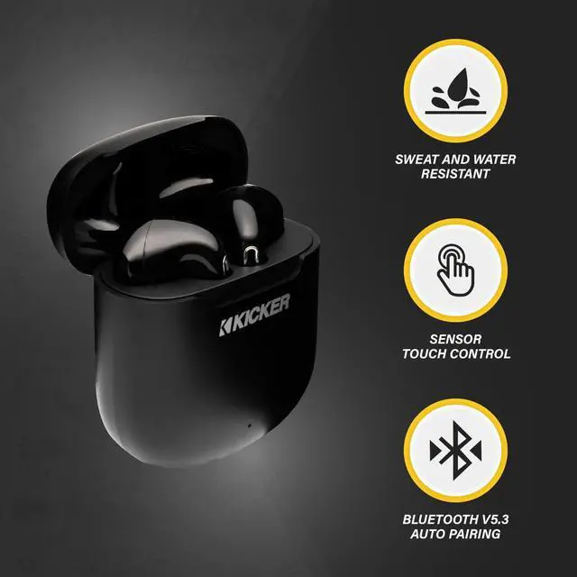 Alt view image 4 of 5 - KICKER TWS1 True Wireless Earbuds, Bluetooth Earbuds with Microphone, Wireless Earphones for Android and iOS, Fast-Charging Case for USB-C Earbuds with 20 Hours of Playtime
