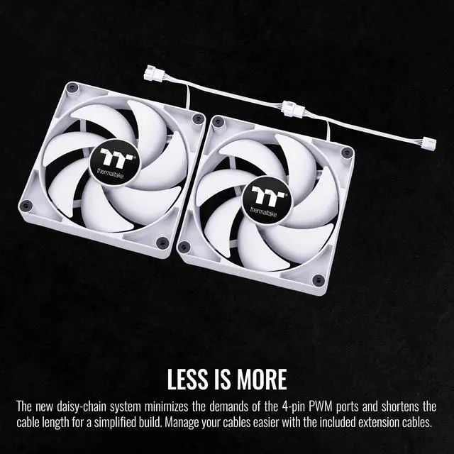 Alt view image 4 of 5 - Thermaltake CT120 PC Cooling Fan White (2-Fan Pack), Daisy-Chain Design, Fan speeds up to 2000 RPM, 120 mm Hydraulic Bearing Fan, Anti-Vibration mounting, CL-F151-PL12WT-A