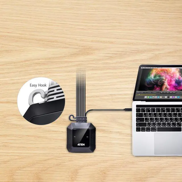 Alt view image 5 of 5 - ATEN 2-Port USB-C DisplayPort Hybrid Cable KVM Switch Control One USB Display Port Computer and USB Type C Device CS52DP